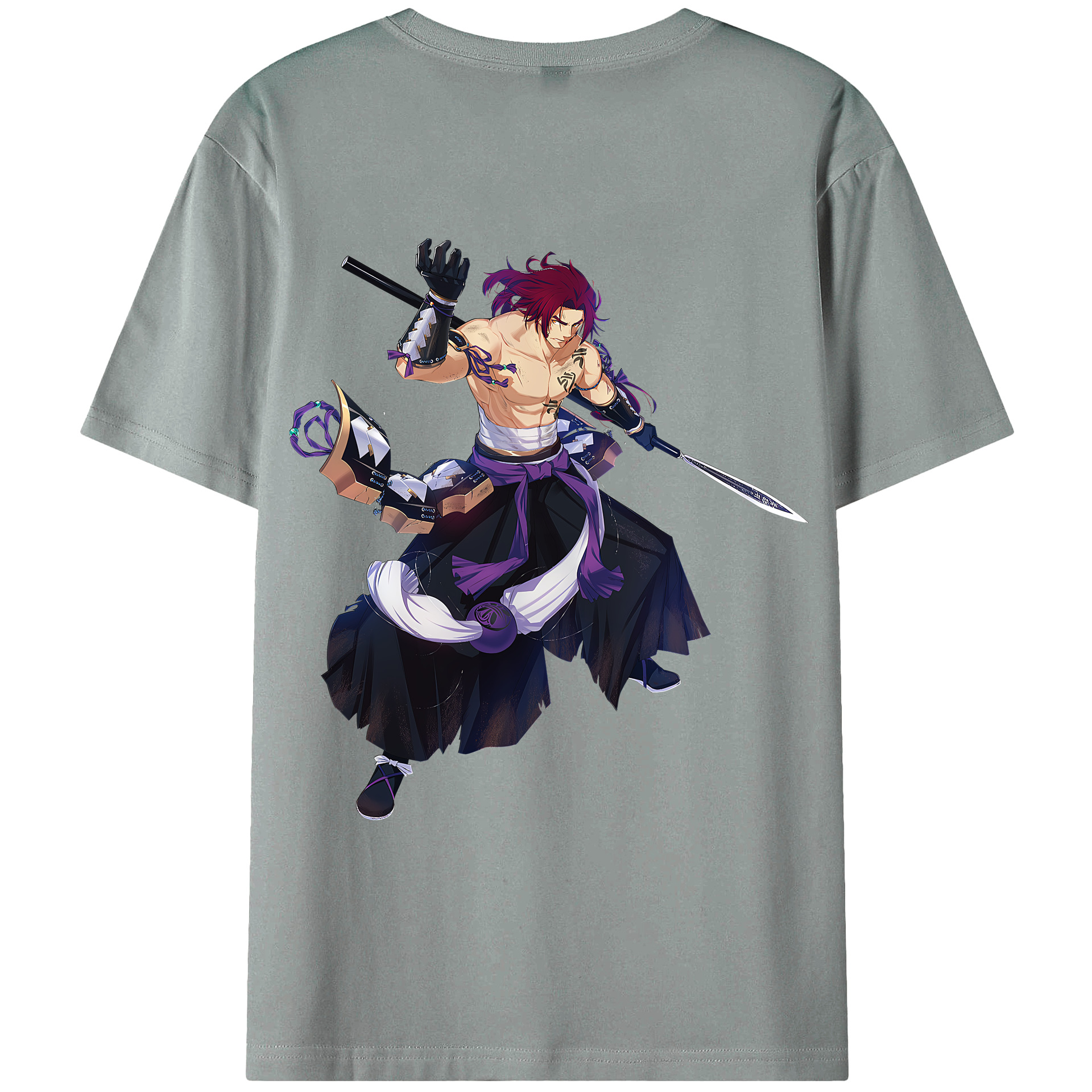 （画像用） 刀剣乱舞 Touken Ranbu 綿100％ メンズ半袖Tシャツ（バックプリント） 通気性